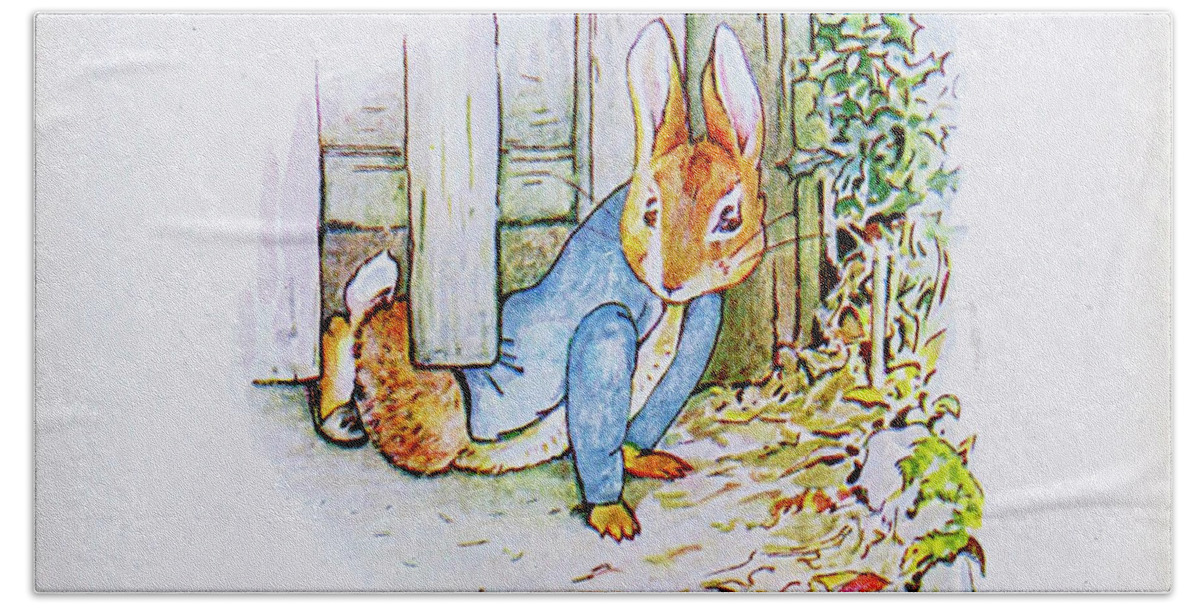  Hand Towel featuring the painting The Tale of Peter Rabbit ab15 by Historic Illustrations
