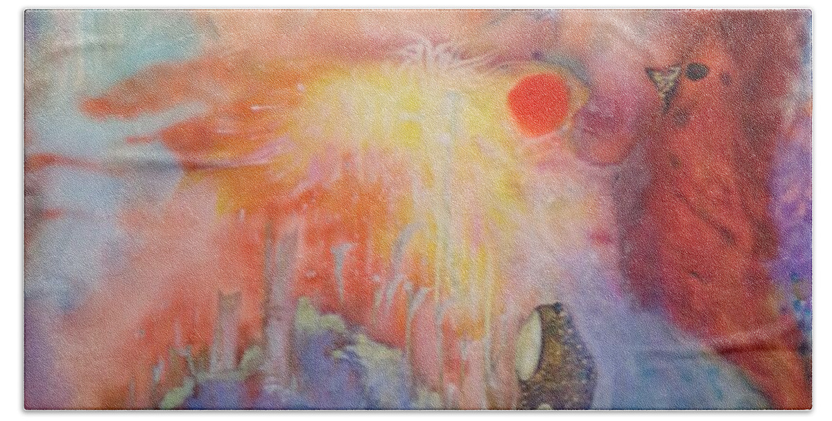 Abstract Bath Towel featuring the painting The Transience of Life by Karen Lillard