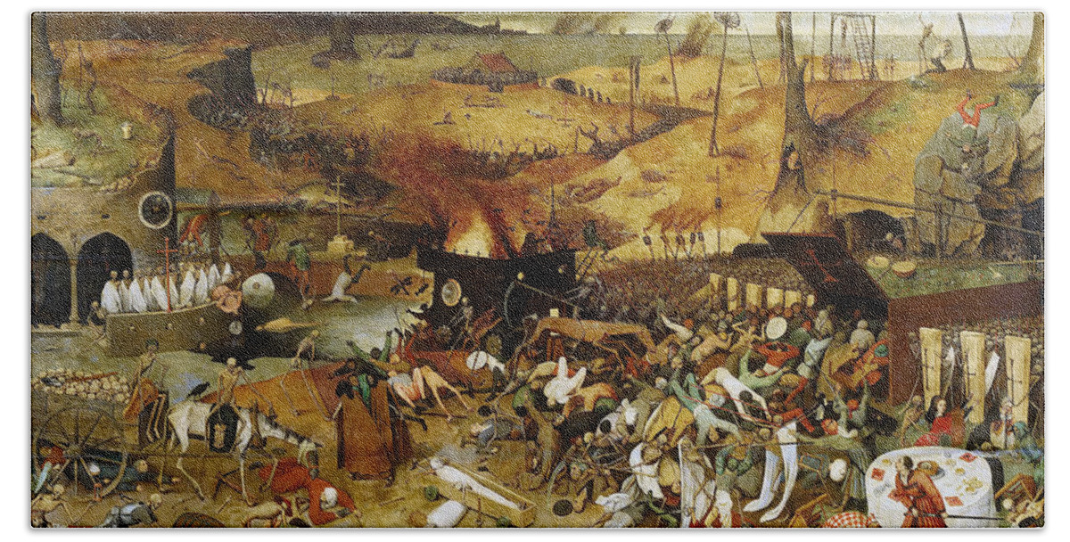 Netherlandish Painters Bath Towel featuring the painting The Triumph of Death, circa 1562 by Pieter Bruegel the Elder