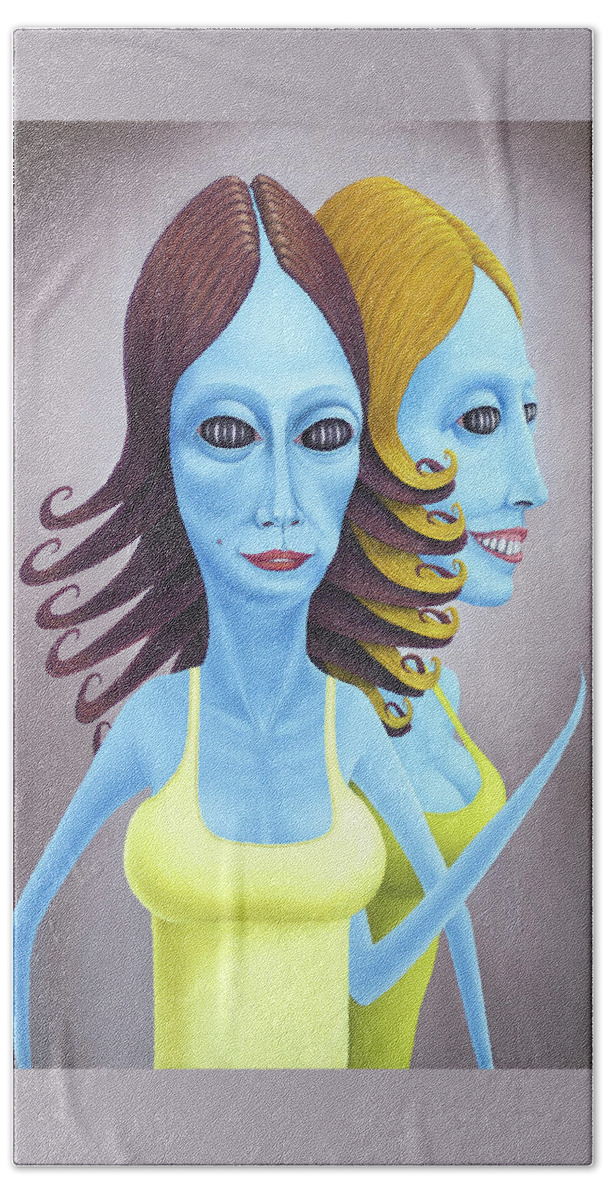 Twins Hand Towel featuring the painting The Twins - Wilma and Willow by Hone Williams