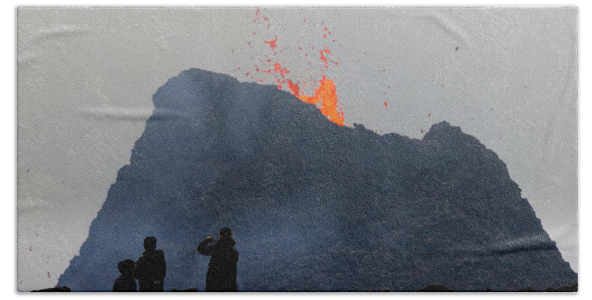 Volcano Bath Towel featuring the photograph The visitors by Christopher Mathews