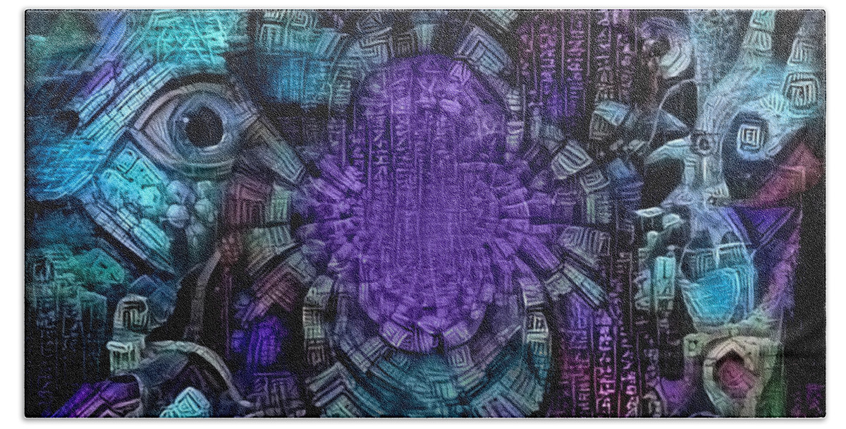  Bath Towel featuring the digital art The walls have eyes by Bruce Rolff