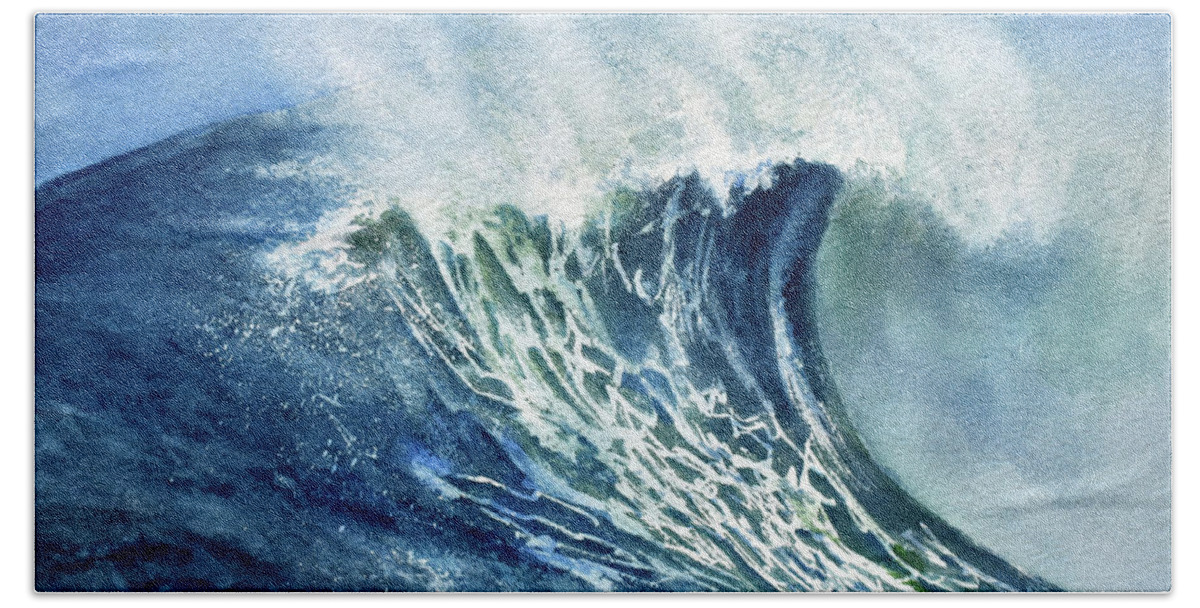 Ocean Bath Towel featuring the painting The Wave by Wendy Keeney-Kennicutt