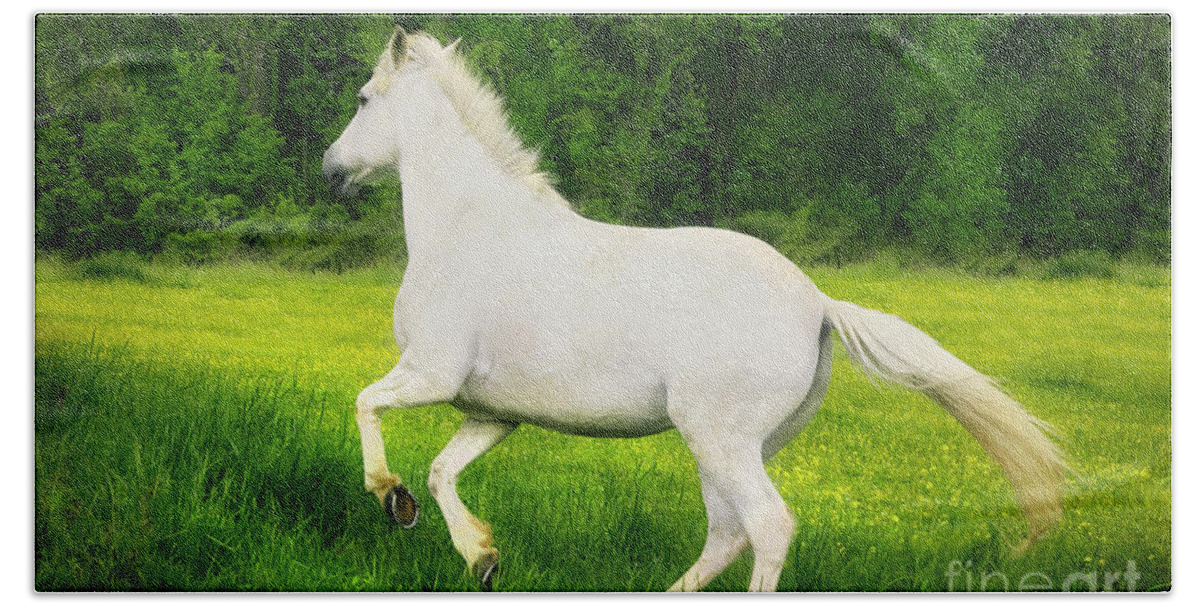 Horse Bath Towel featuring the photograph The White Horse by Shelia Hunt