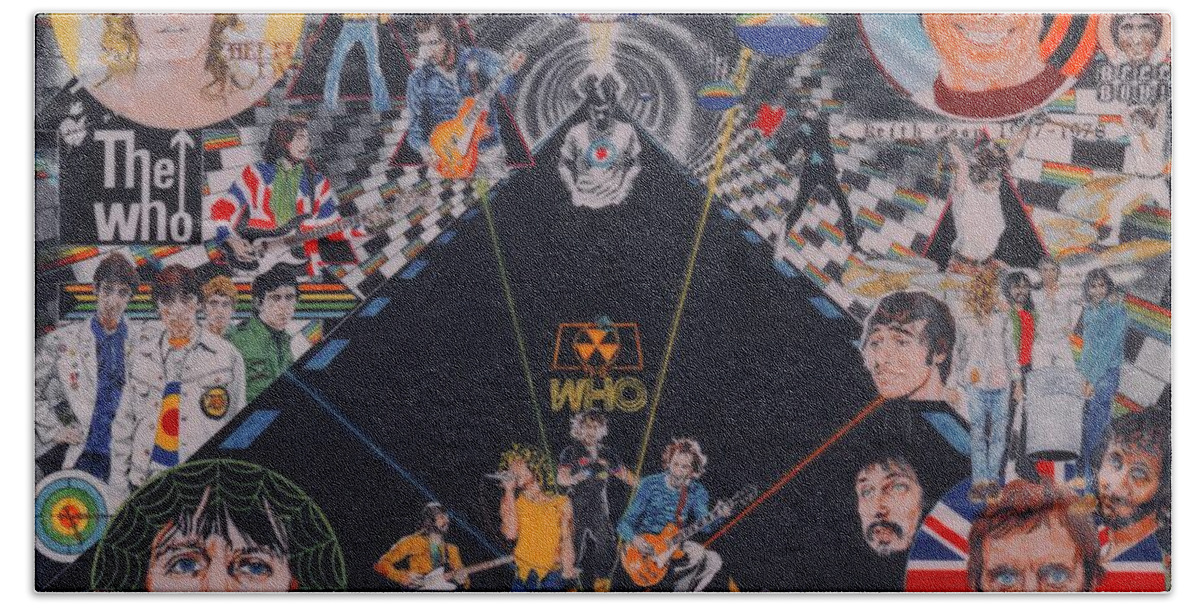 Colored Pencil Bath Towel featuring the drawing The Who - Quadrophenia by Sean Connolly