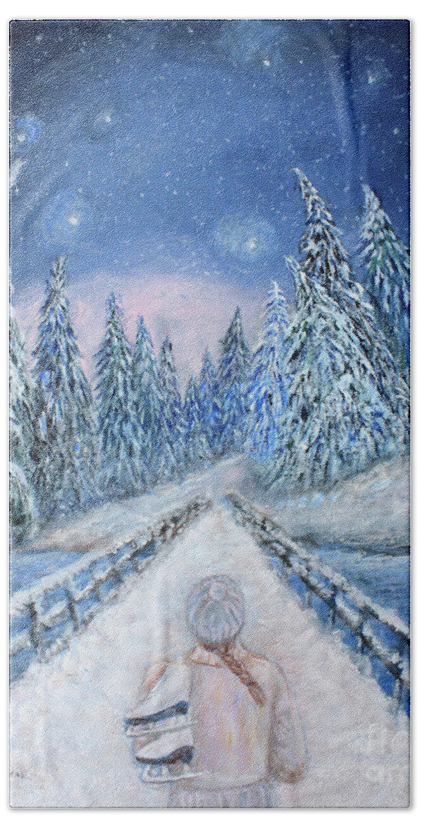 Fantasy Bath Towel featuring the painting The Wonder of Winter by Lyric Lucas