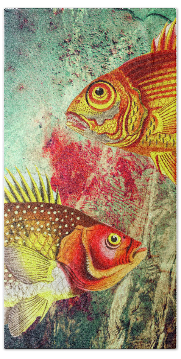 Fish Underwater Hand Towel featuring the digital art Thoroughfare Two Fish in Transit by Lorena Cassady