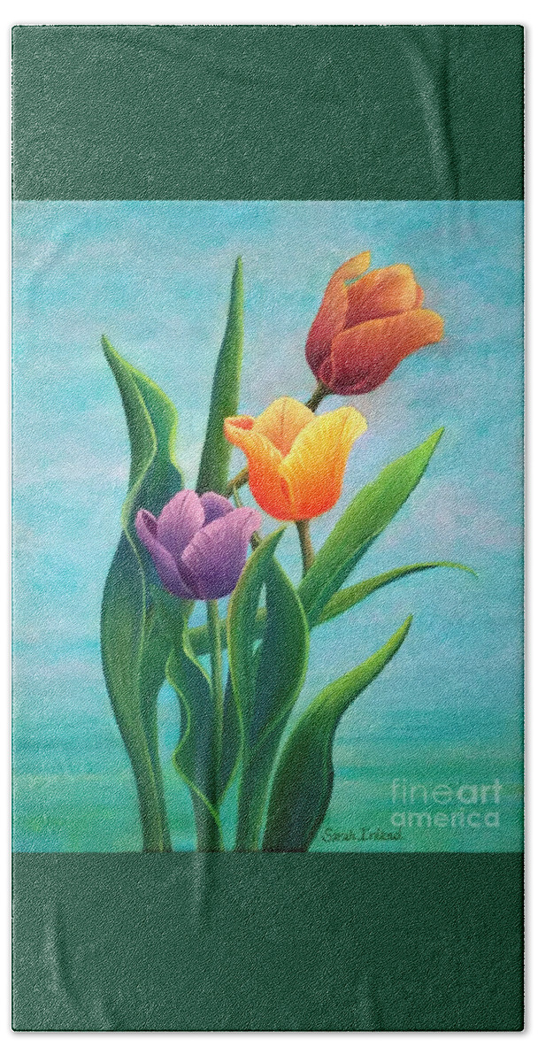Tulips Hand Towel featuring the painting Tulips on My Mind by Sarah Irland