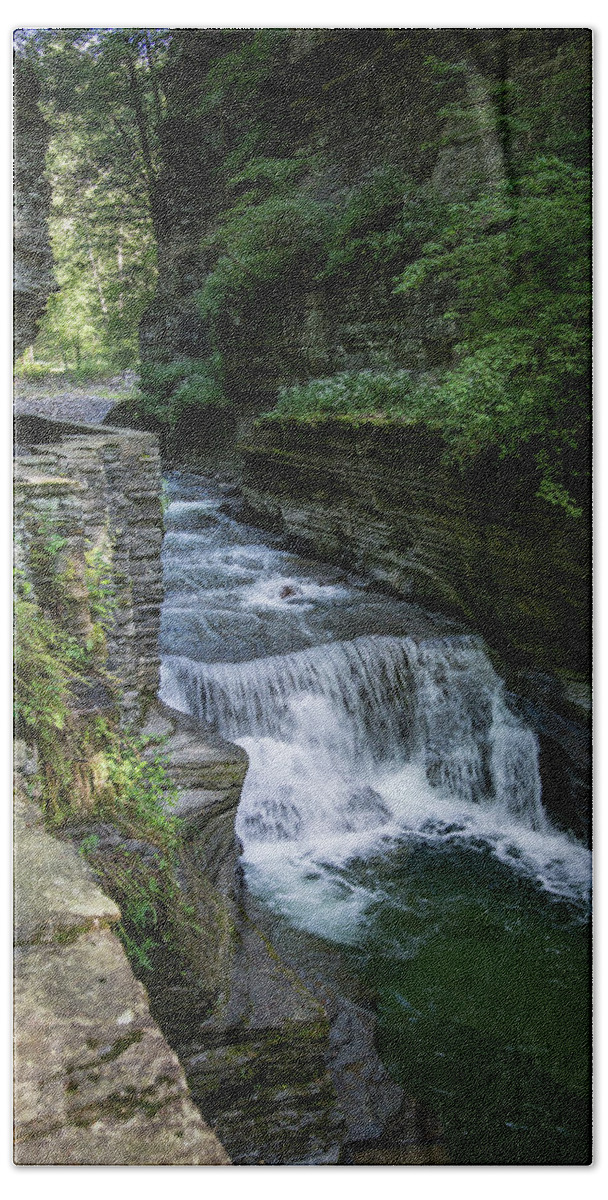Robert H. Treman State Park Bath Towel featuring the photograph Through the Gorge 6 by Dimitry Papkov