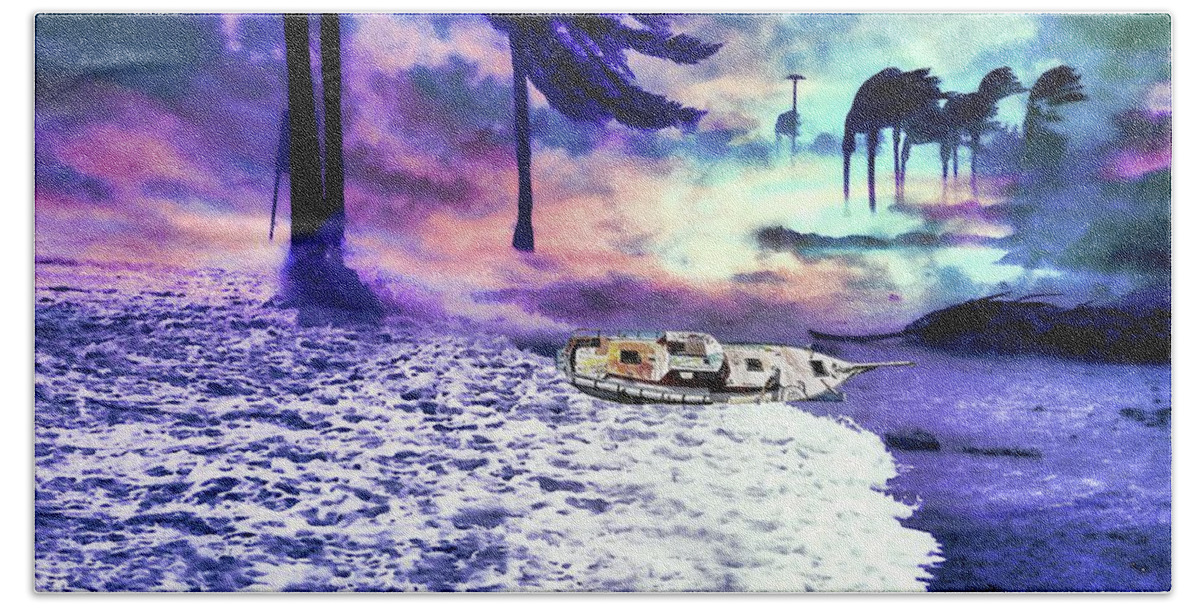 Beach Bath Towel featuring the digital art Through the Storm by Norman Brule