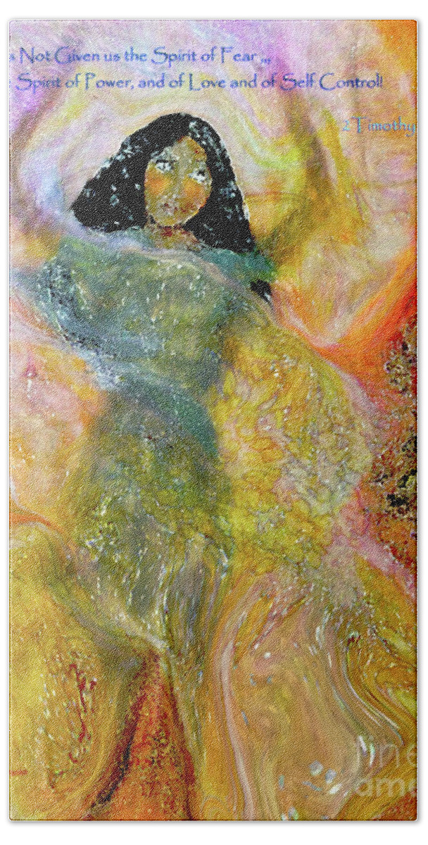 Through The Veil Of Fear God Is Hand Towel featuring the painting Through the veil of Fear God IS by Bonnie Marie