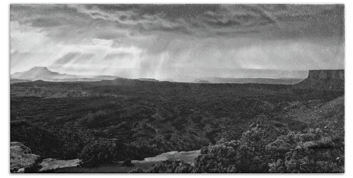 America Hand Towel featuring the photograph Thunderstorm over Grand View Point Overlook in canyonlands by Jean-Luc Farges