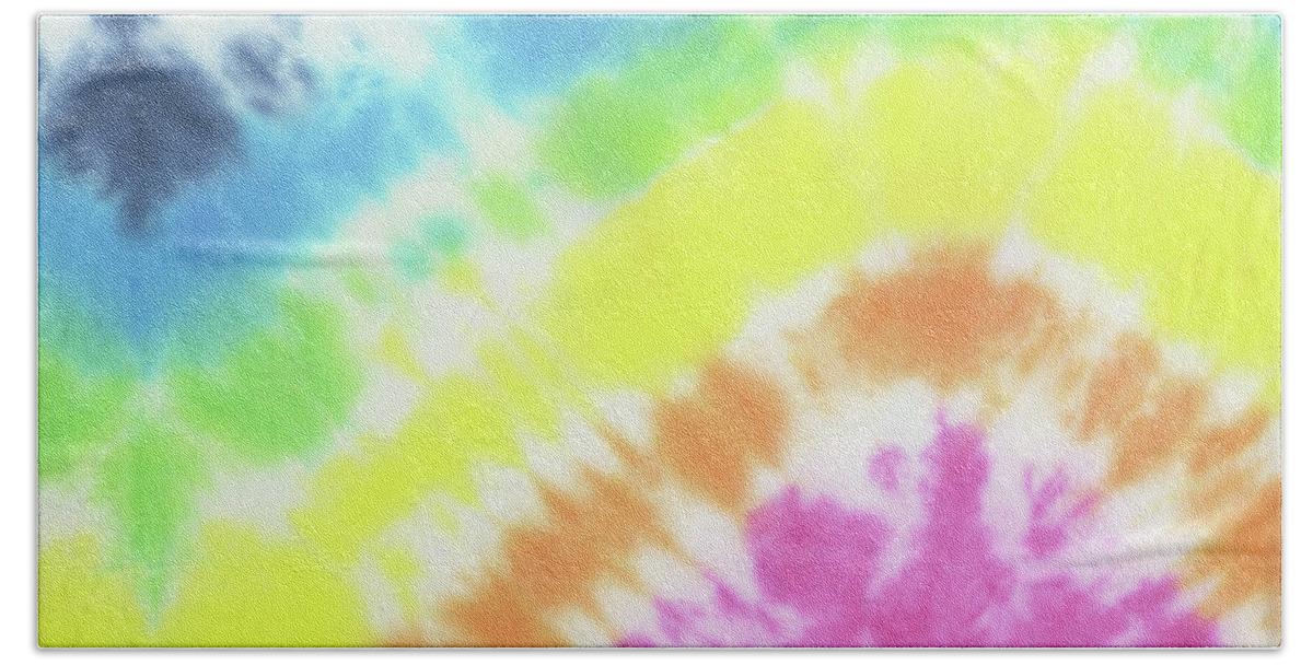 Tie Dye Hand Towel featuring the painting Tie Dye Rainbow Pattern by Olga Shvartsur