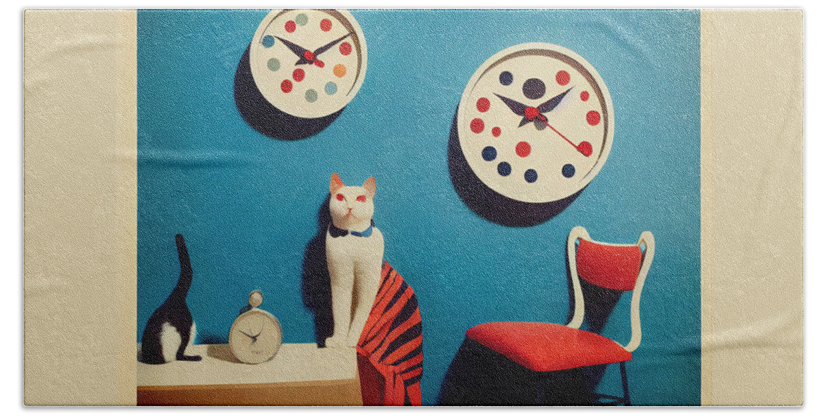 Cat Hand Towel featuring the digital art Timeless VIII by Jay Schankman