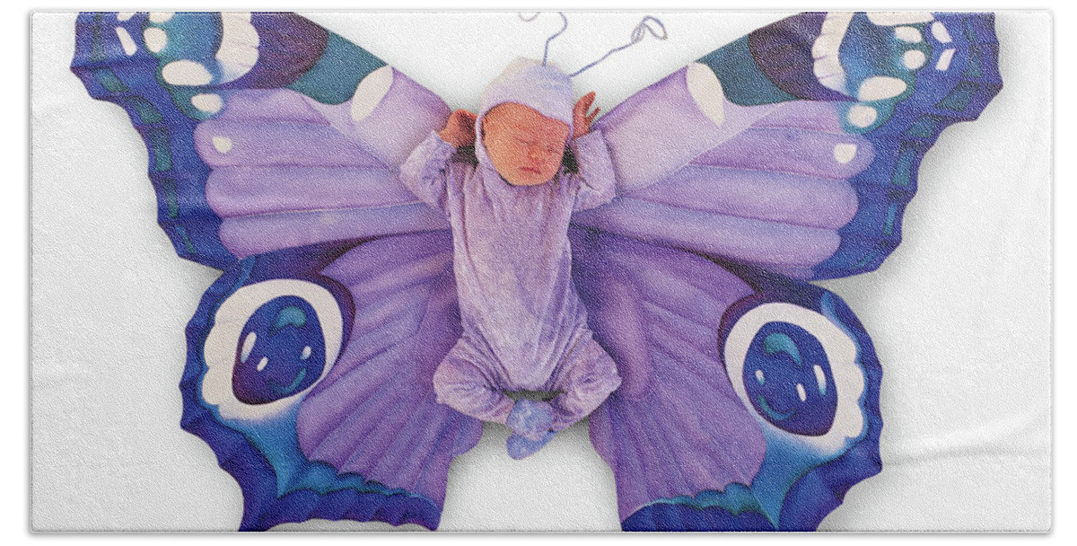 Butterfly Hand Towel featuring the photograph Tiny Butterfly #3 by Anne Geddes