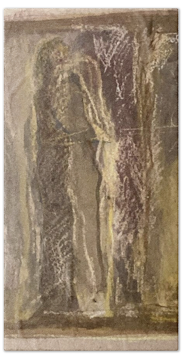 Couple Bath Towel featuring the painting Together and alone by David Euler