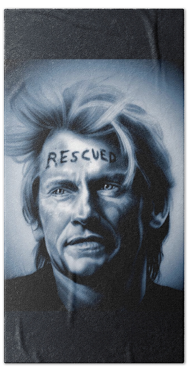 Rescue Me Bath Towel featuring the drawing Tommy Gavin - Rescue Me - Denis Leary - Blue Steel Edition by Fred Larucci