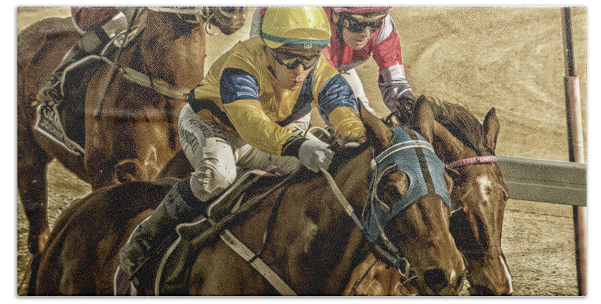 Jockeys Hand Towel featuring the photograph Total concentration by Johannes Brienesse