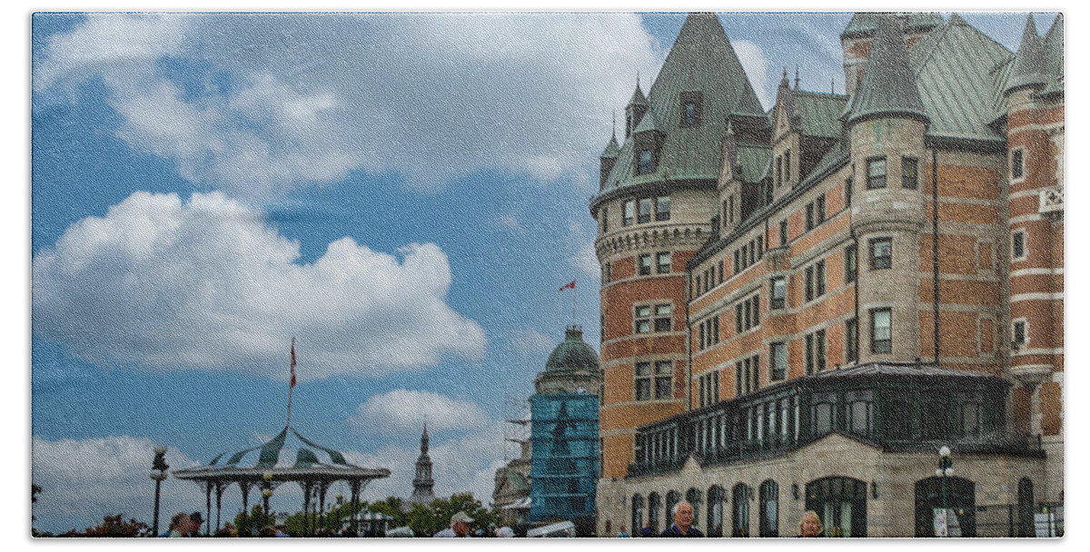 Building Materials Bath Towel featuring the photograph Tourists on the Promenade in Quebec City by Darryl Brooks