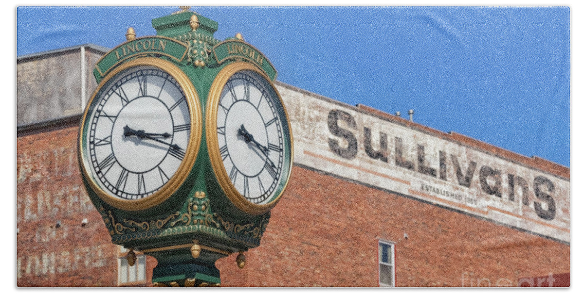 Antique Bath Towel featuring the photograph Town Clock Lincoln Nebraska by Jerry Fornarotto