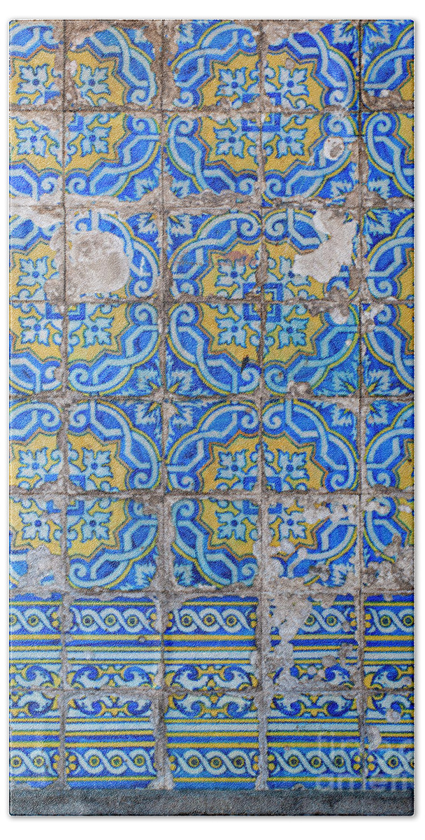 Blue Bath Towel featuring the photograph Traditional Portuguese tiles l1 by Ilan Rosen