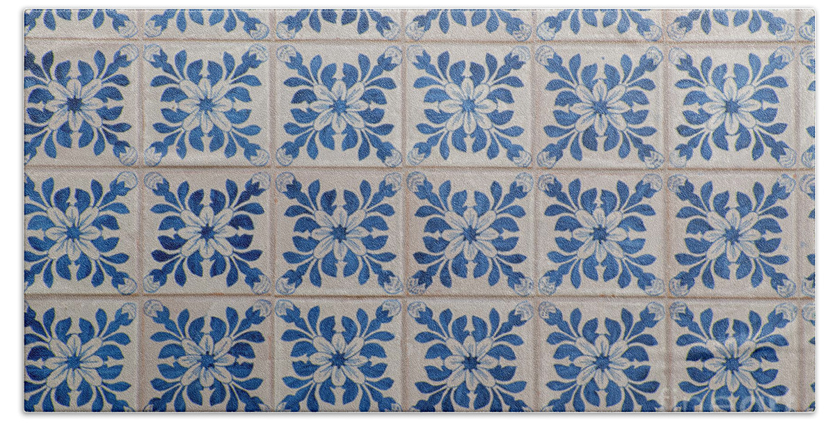 Blue Bath Towel featuring the photograph Traditional Portuguese tiles l5 by Ilan Rosen