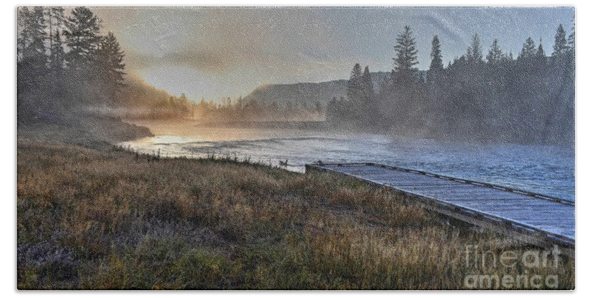 National Parks Bath Towel featuring the photograph Tranquil Madison River by Steve Brown