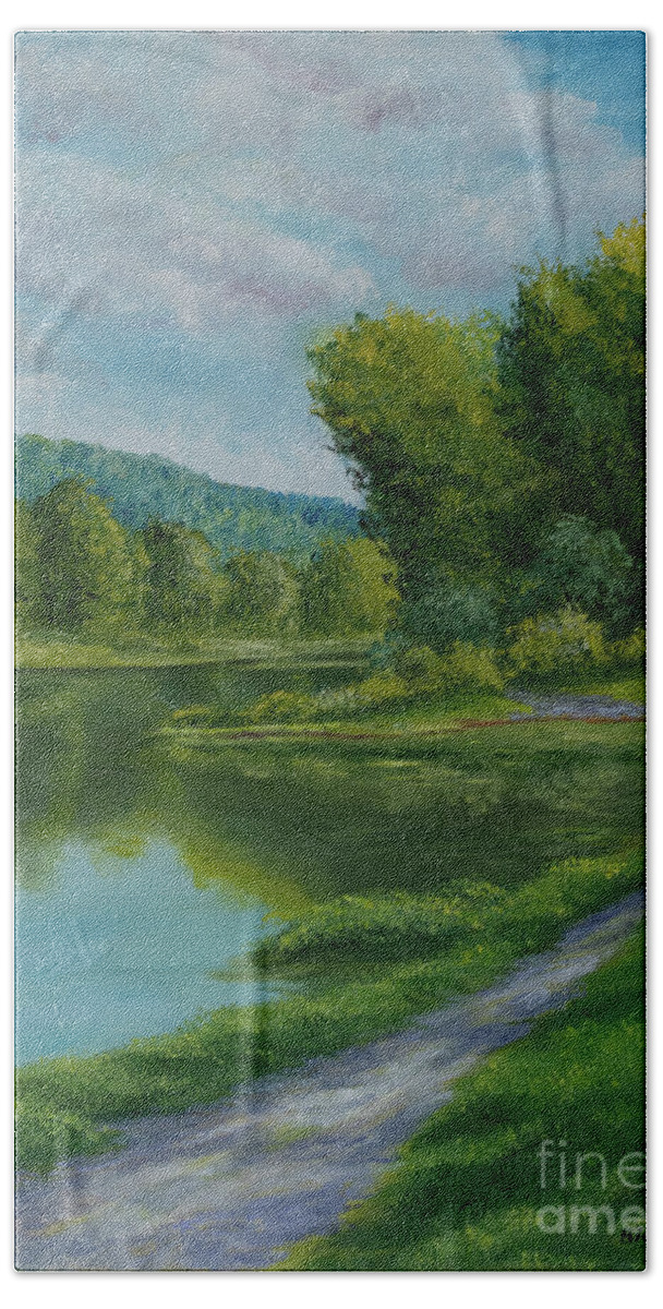 Natural Beauty Hand Towel featuring the painting Tranquil Path by Charlotte Blanchard