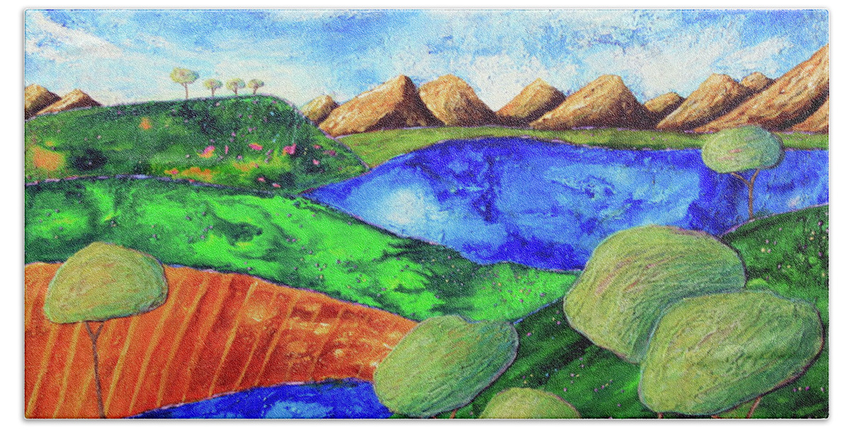 Landscape Bath Towel featuring the painting Tranquility by Winona's Sunshyne