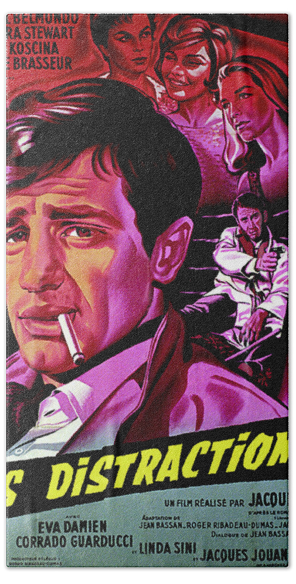 Jean Hand Towel featuring the mixed media ''Trapped by Fear'', 1960 - art by Jean Mascii by Movie World Posters