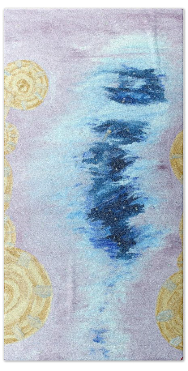 Inspired Works Of Art Hand Towel featuring the painting Travelling by Christina Knight
