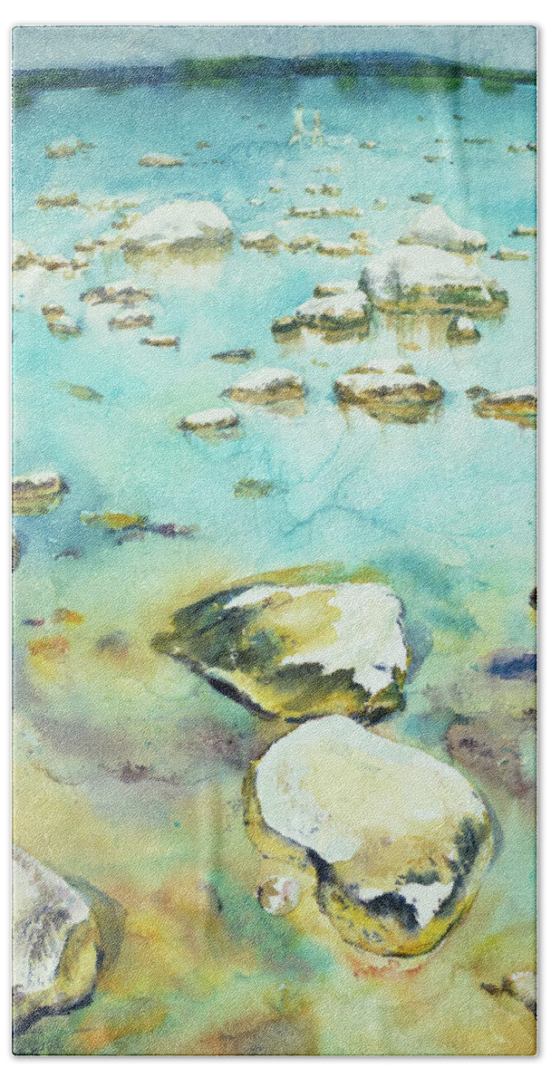 Watercolor Bath Towel featuring the painting Traverse Bay by Lisa Tennant