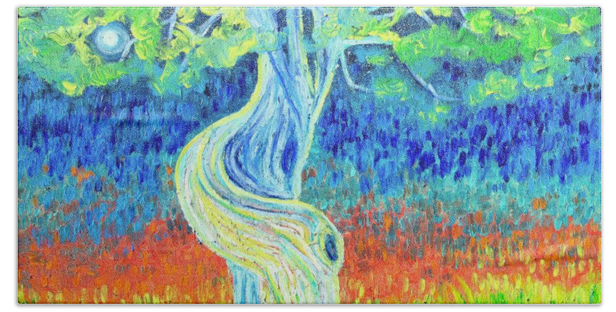  Bath Towel featuring the painting Tree of my life by Chiara Magni
