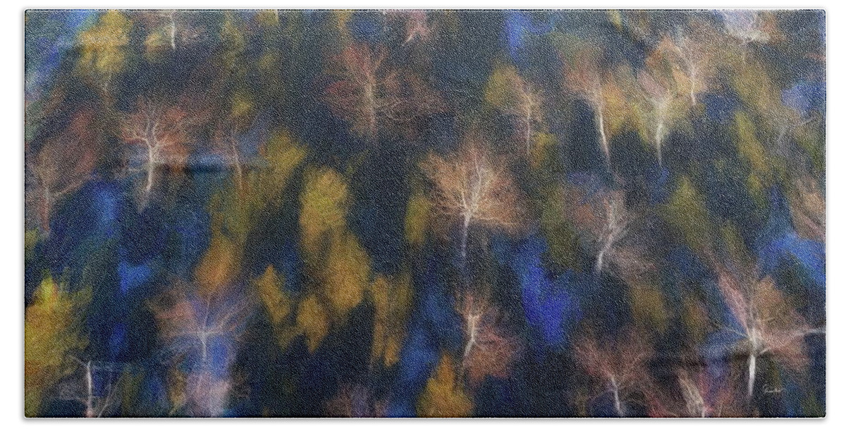 Nature Hand Towel featuring the digital art Trees in Autumn From the Air by Russ Harris