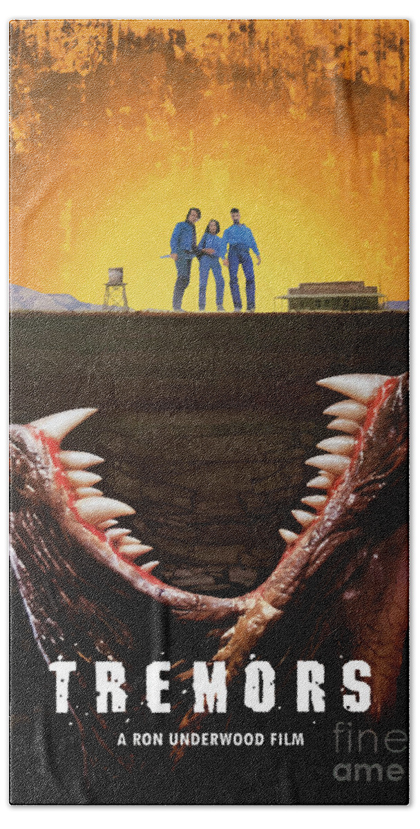 Movie Poster Bath Towel featuring the digital art Tremors by Bo Kev