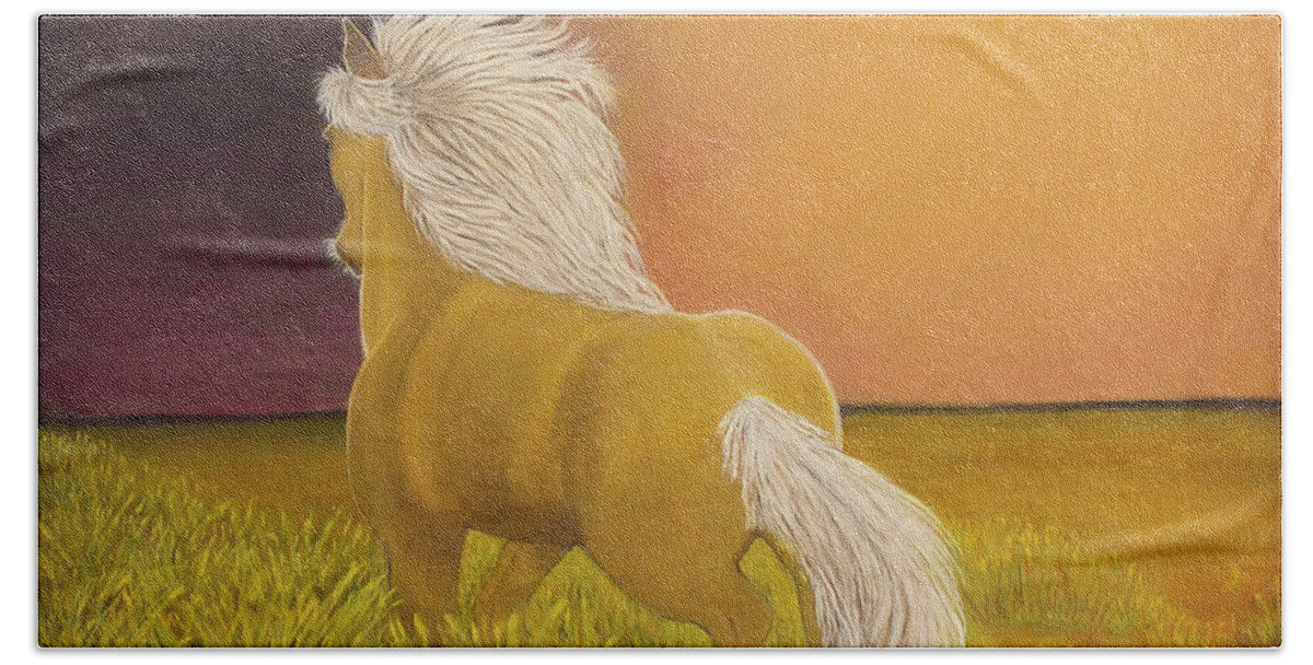 Horse Bath Towel featuring the painting Trigger by Shirley Dutchkowski