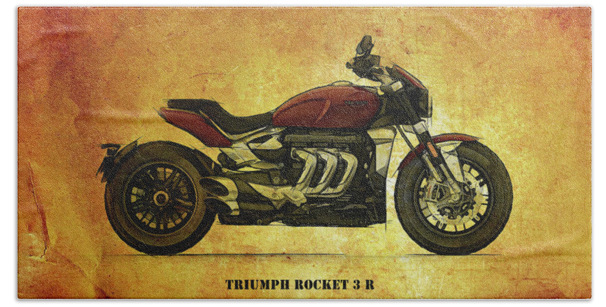 Triumph Rocket 3 R Bath Towel featuring the digital art Triumph Rocket 3 R by Roger Lighterness