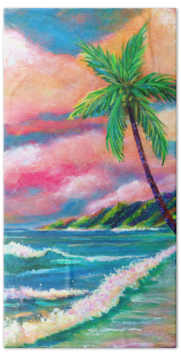Hawaii Bath Towel featuring the painting Tropical Na Pali Coast by Marionette Taboniar