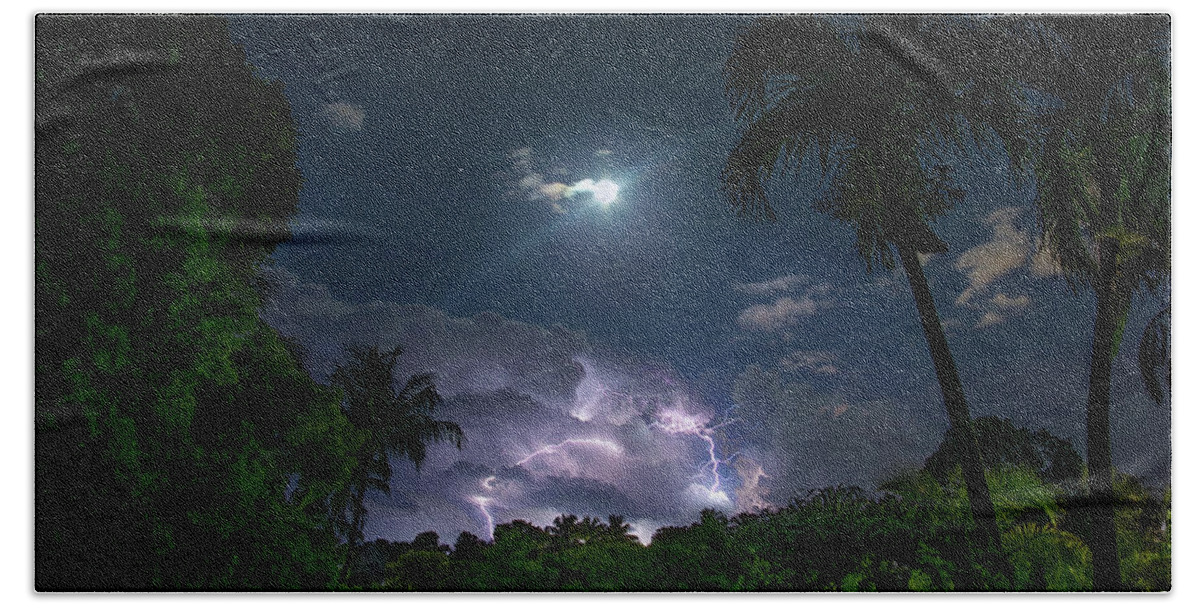 Storm Bath Towel featuring the photograph Tropical Night Storms by Mark Andrew Thomas