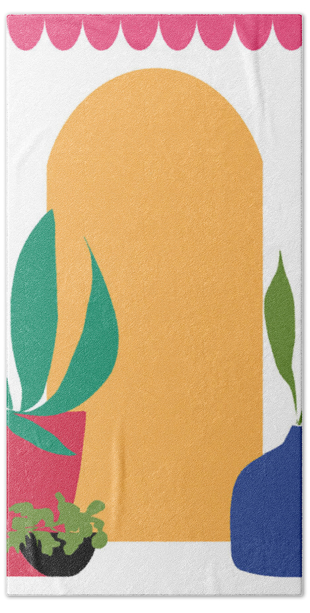 Door Hand Towel featuring the digital art Tropical Yellow Door- Art by Linda Woods by Linda Woods
