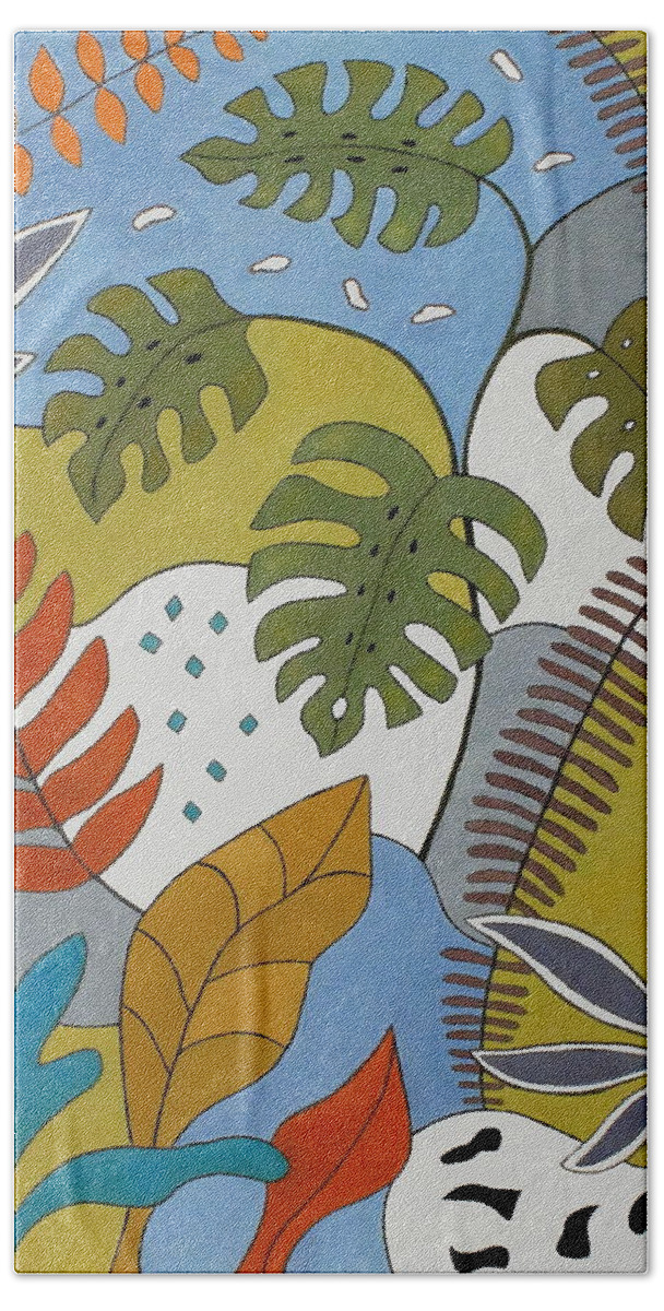 Tropical Hand Towel featuring the painting Tropicana by Trish Toro