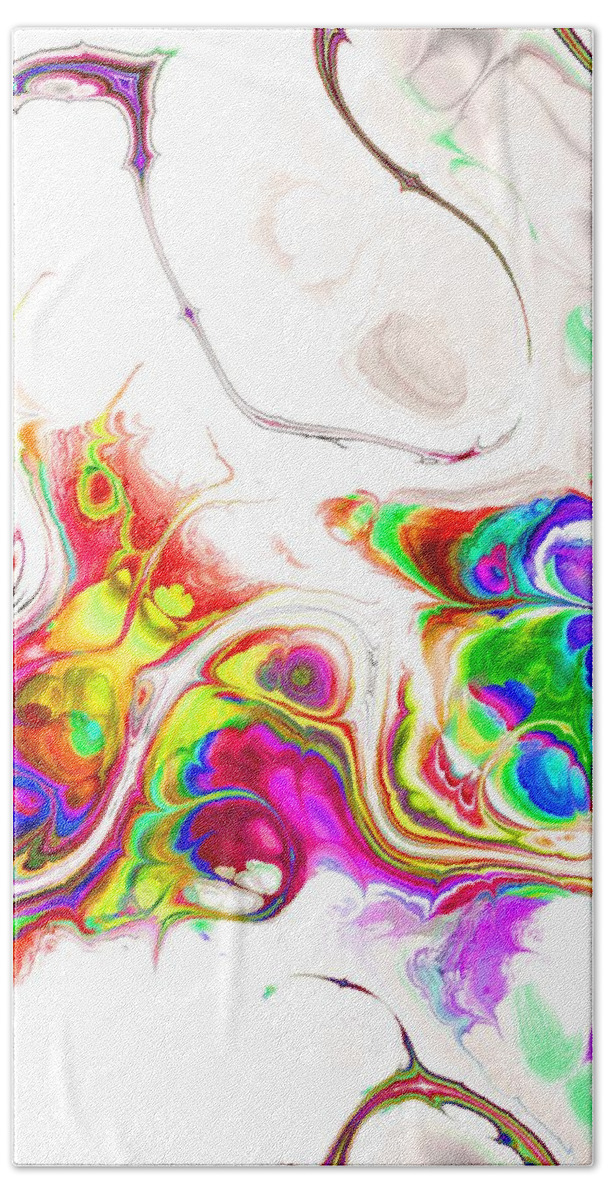 Colorful Bath Towel featuring the digital art Tukiyem - Funky Artistic Colorful Abstract Marble Fluid Digital Art by Sambel Pedes