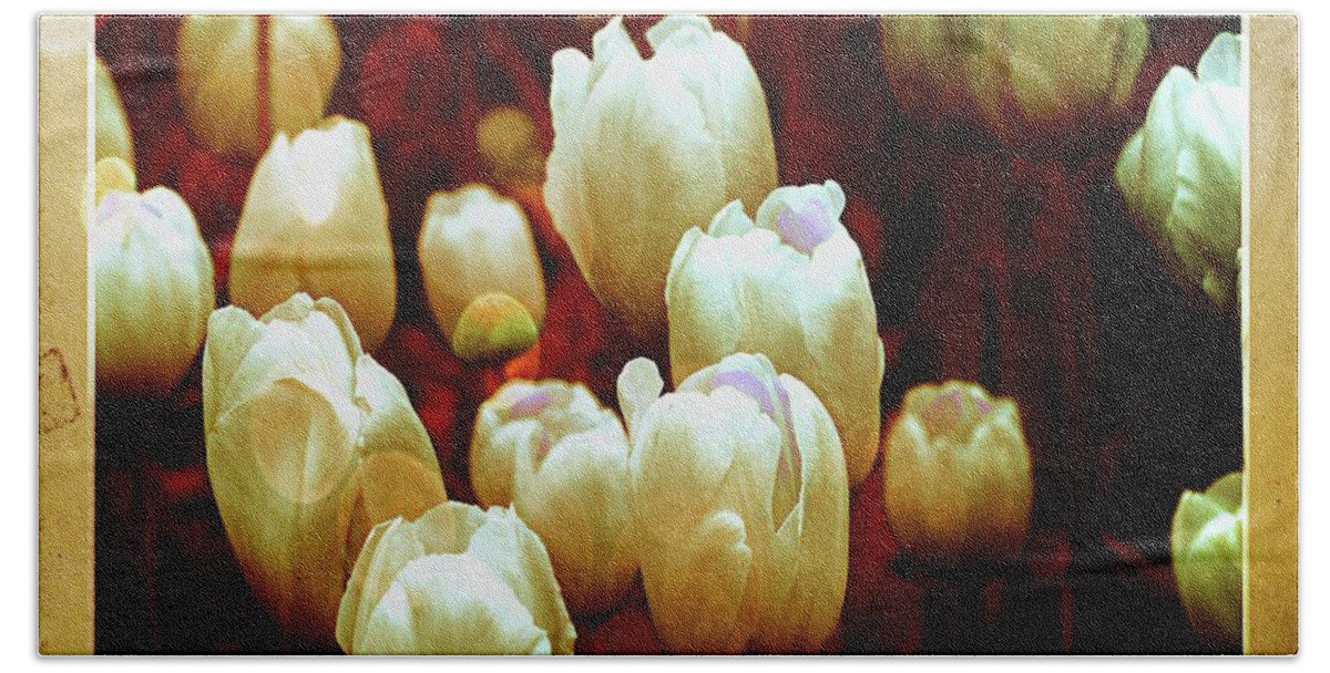 Tulips Bath Towel featuring the photograph Tulips Garden Hibster by Michelle Liebenberg