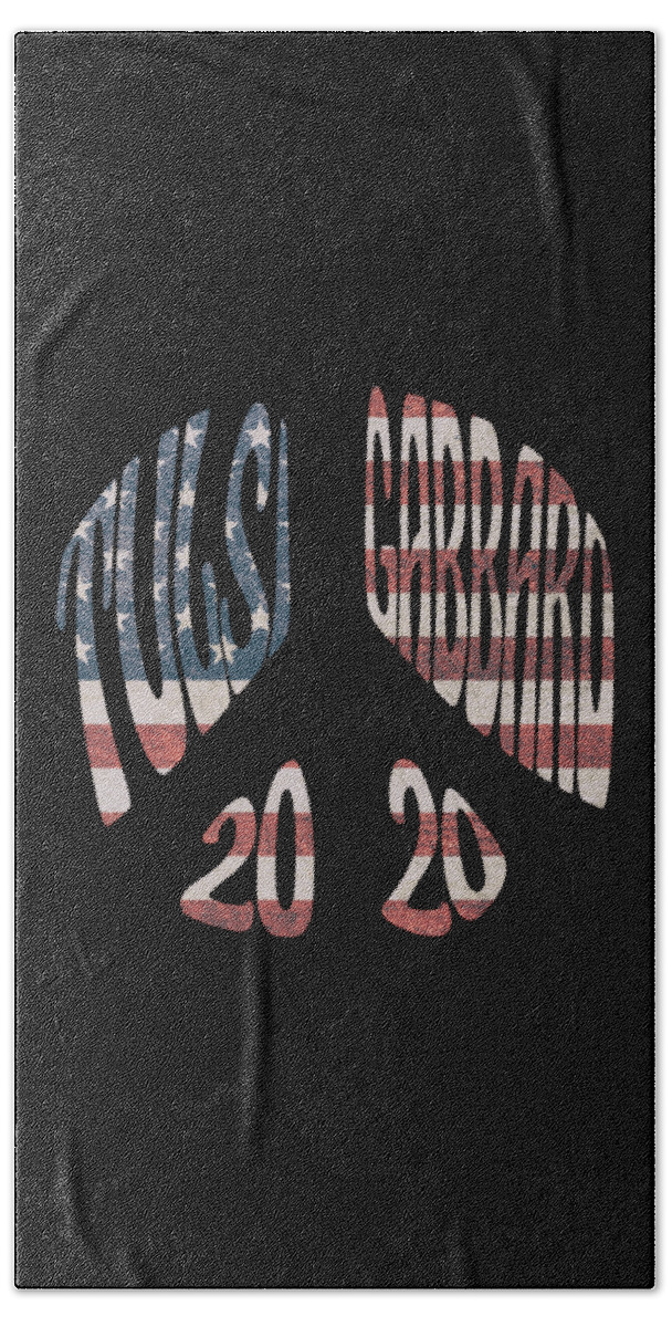 Election Bath Towel featuring the digital art Tulsi Gabbard Peace in 2020 US Flag by Flippin Sweet Gear