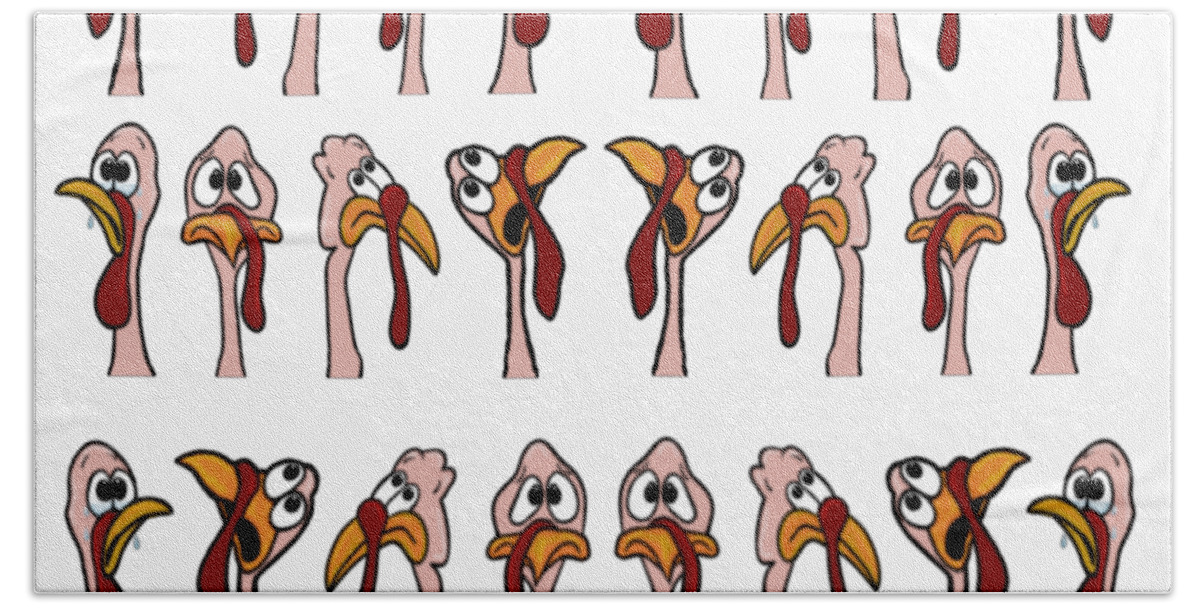 Turkey Hand Towel featuring the mixed media Turkey Toon Facemask Design by Judy Cuddehe