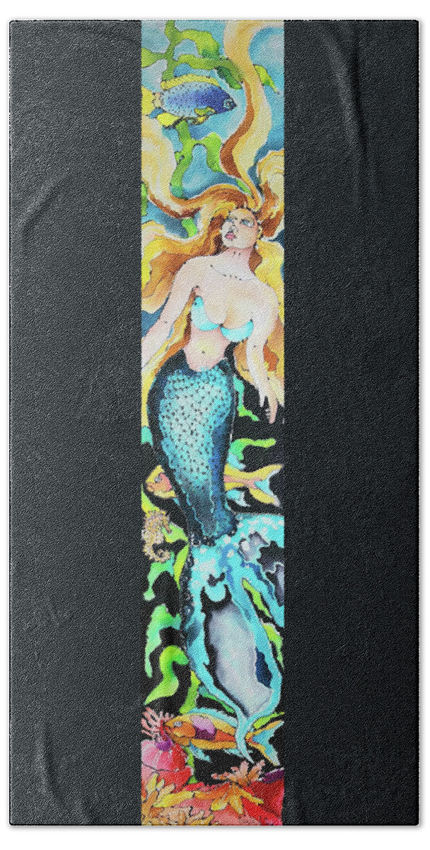 Karlakayart Bath Towel featuring the painting Turquoise Mermaid by Karla Kay Benjamin