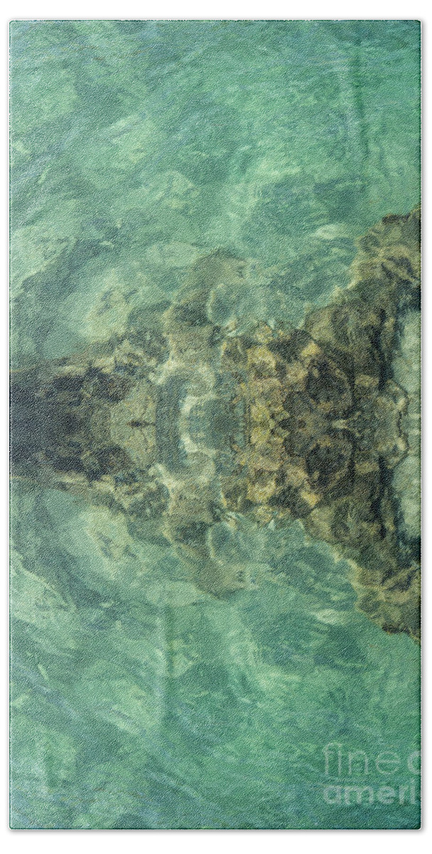 Turquoise Bath Towel featuring the digital art Turquoise sea water and soft waves by Adriana Mueller