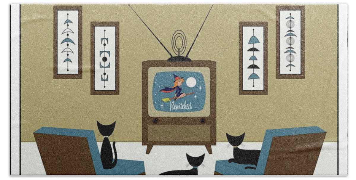  Bath Towel featuring the digital art TV icon by Donna Mibus