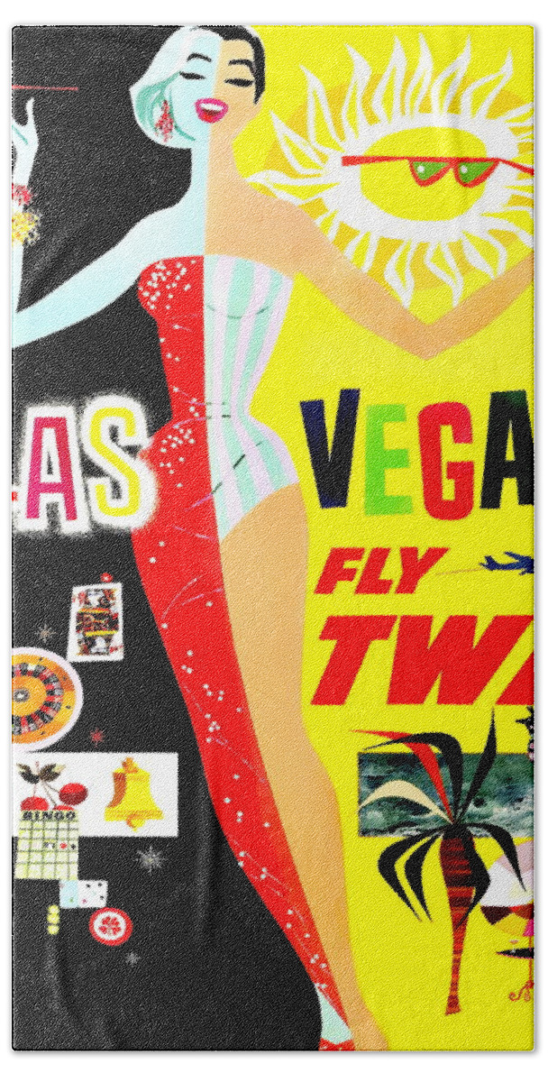 Travel Poster Bath Towel featuring the digital art TWA Las Vegas Travel Poster by Susan Hope Finley