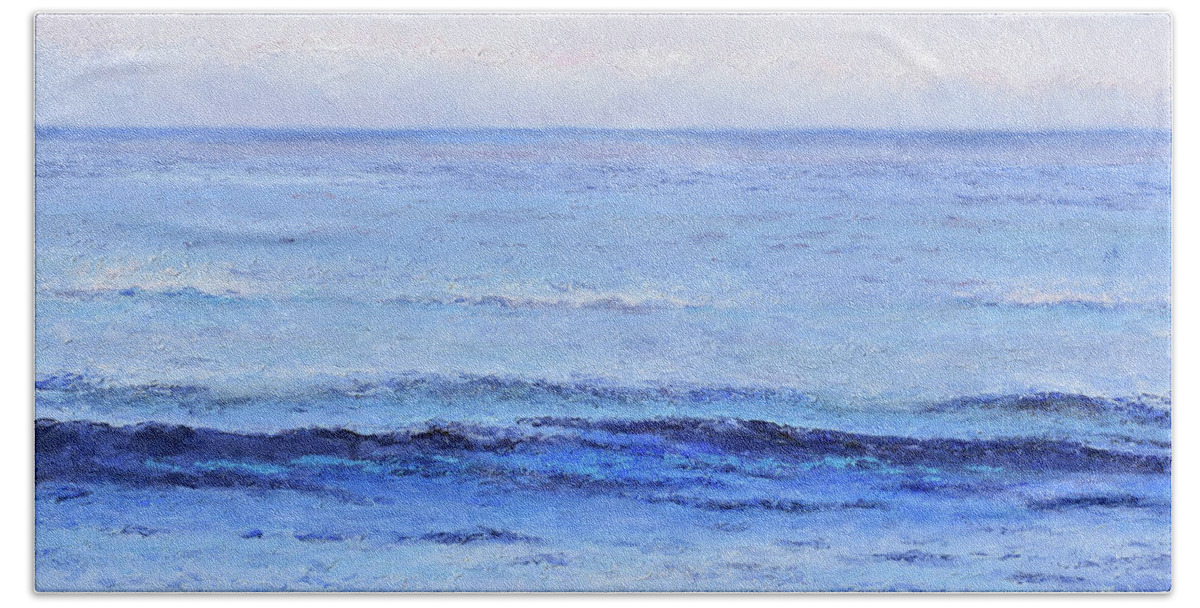 Ocean Bath Towel featuring the painting Twilight Blue Ocean painting by Jan Matson